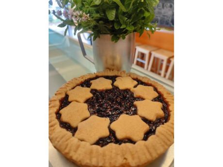 Crostata alla confettura di lamponi o mirtilli (Tórta de marmelata de framboâse e poelétte)