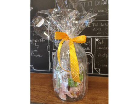 Grande Portabiscotti In Vetro Con 300 Gr.amaretti Virginia In Confezione Regalo